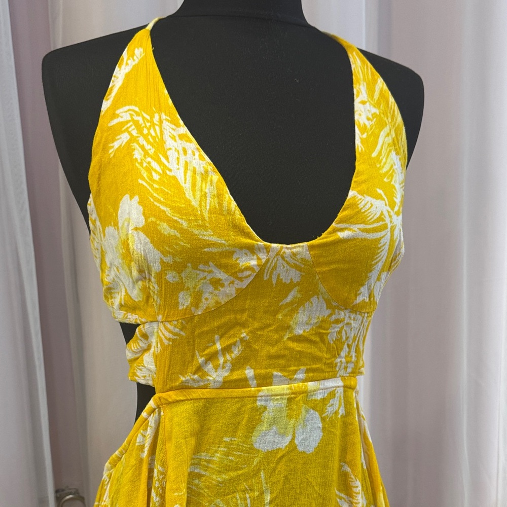 Marigold Yellow Floral Halter Maxi Dress - Picture 2 of 6